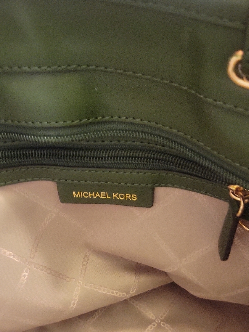 Michael Kors Green Pebbled Leather Tote with Gold Hardware - Picture 7 of 8